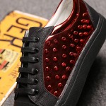 Black Red Metal Spikes Studs Punk Rock Mens Loafers Sneakers Shoes