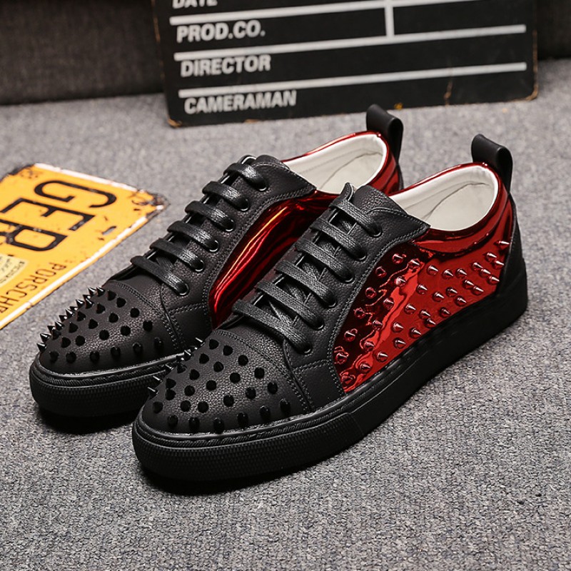 red spiked loafers mens