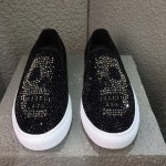 Black Skull Diamantes Punk Rock Mens Loafers Flats Sneakers Shoes