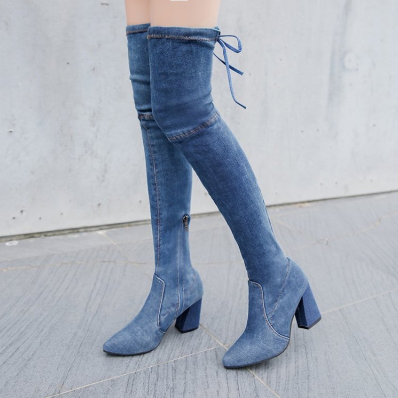 denim blue boots
