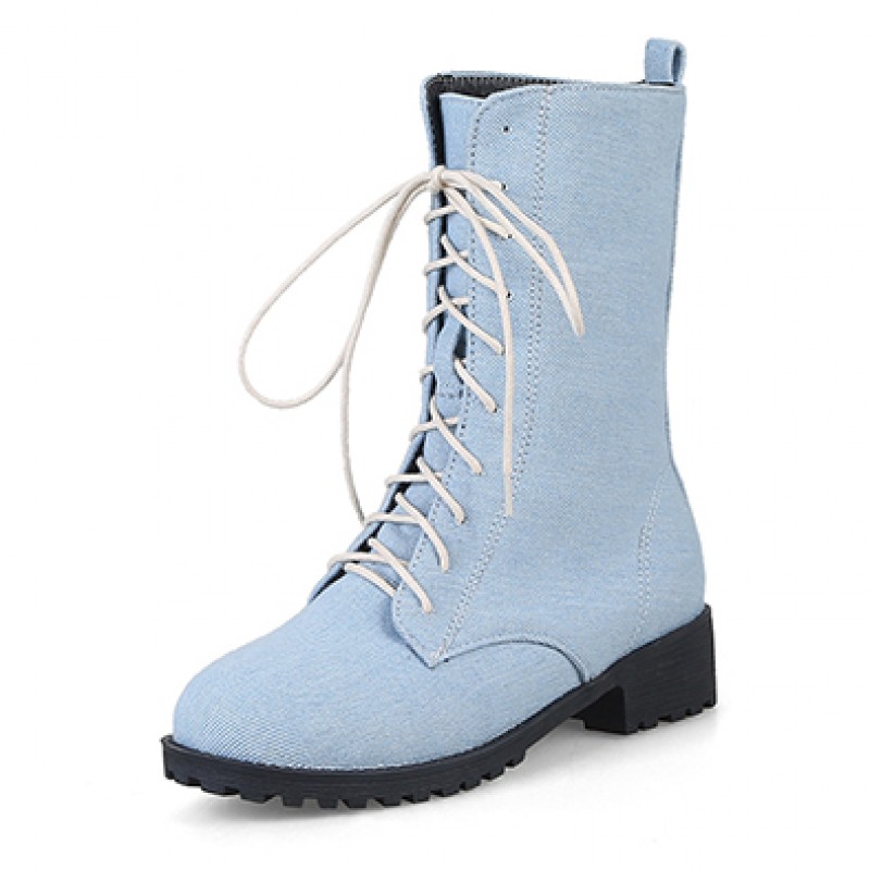 light blue lace up boots