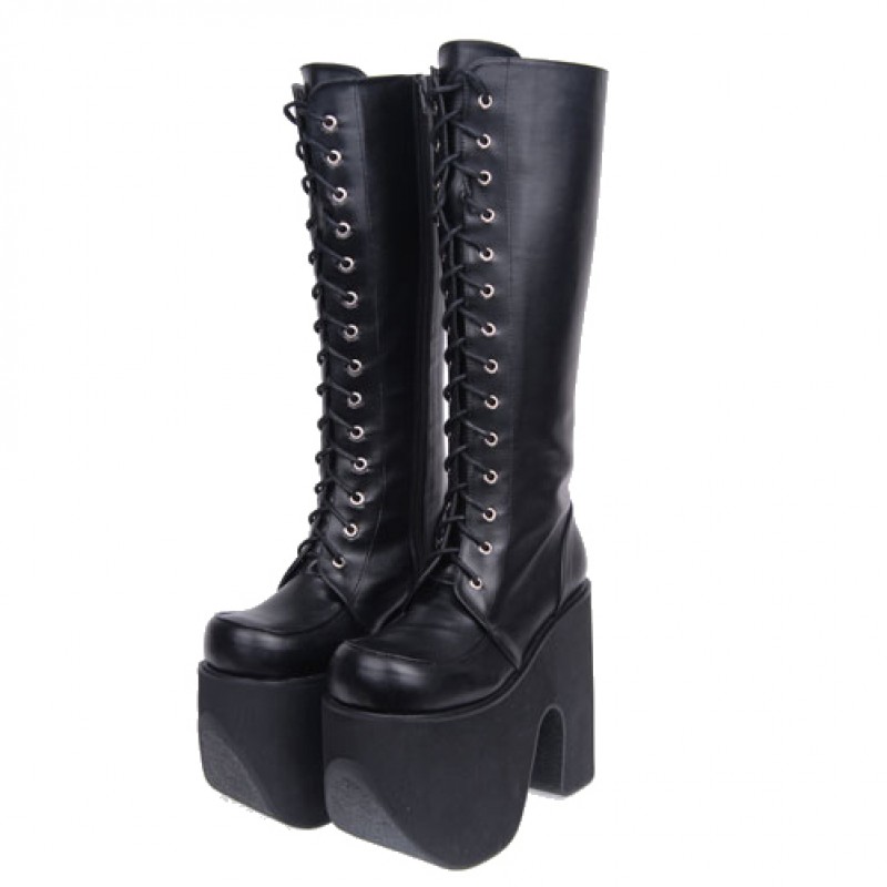 Women's Lolita Creeper Punk Gothic Super High Platform Wedge Ankle Boots Shoes 