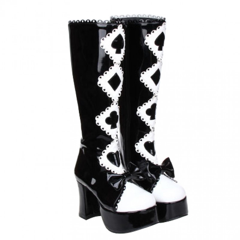 black and white chunky heels