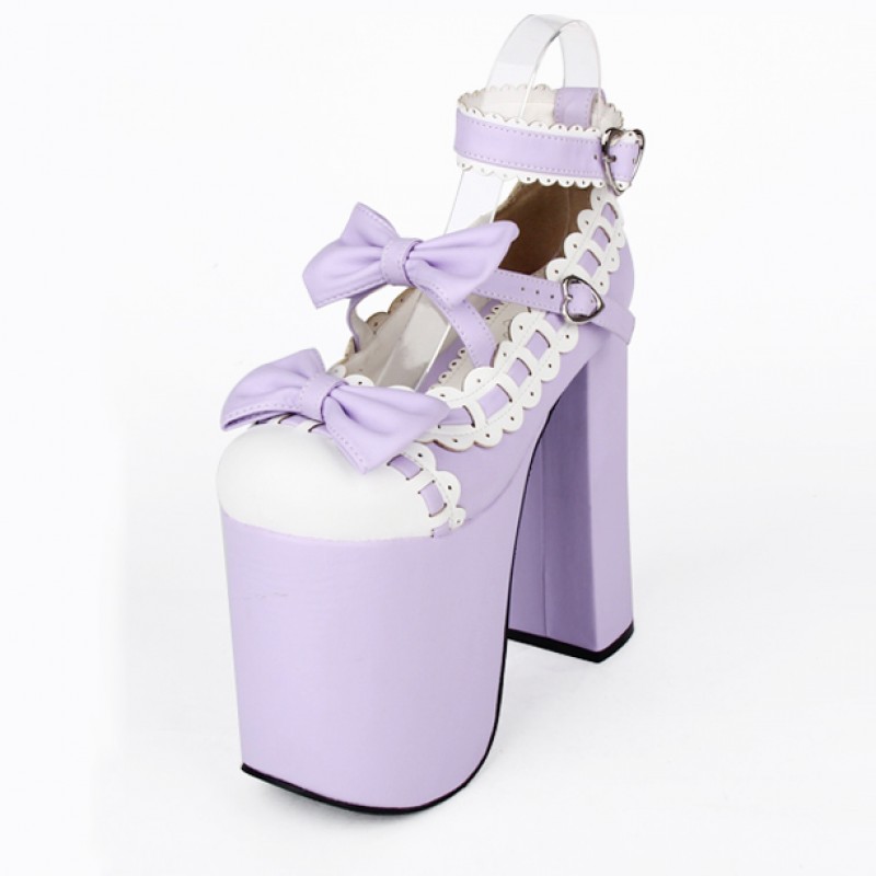 purple and white heels