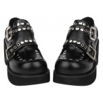 Black Metal Studs Lolita Platforms Punk Rock Chunky Heels Creepers Shoes