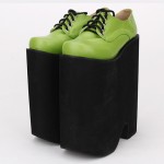 Green Patent Lolita Super Platforms Punk Rock Chunky Heels Oxfords Creepers Shoes