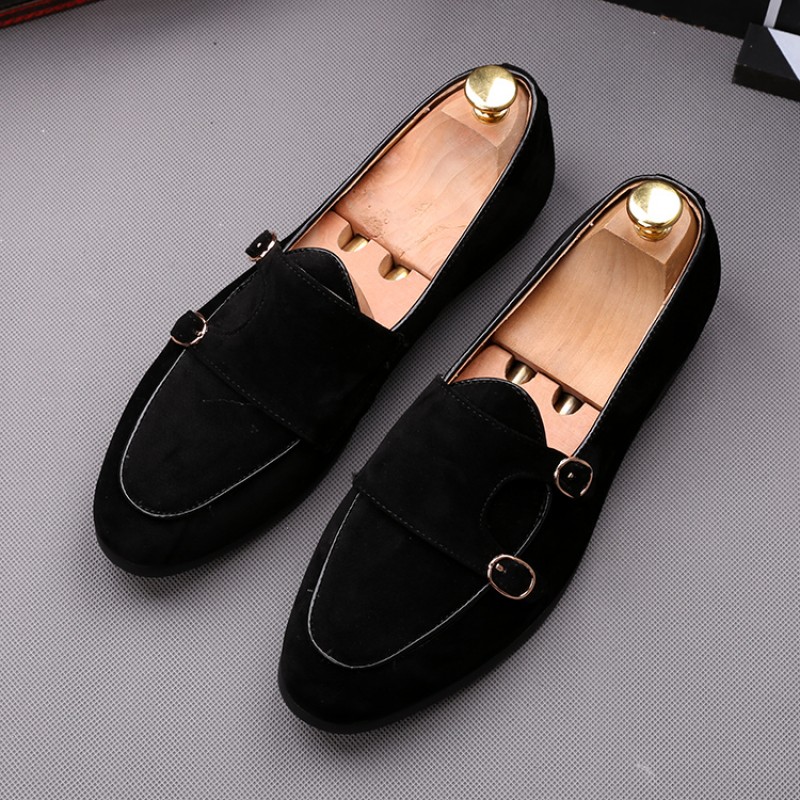 mens black loafers with silver buckle