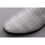 Last Pair - Grey Tartan Plaid Checkers Mens Loafers Flats Shoes Sz 42 Sz 43