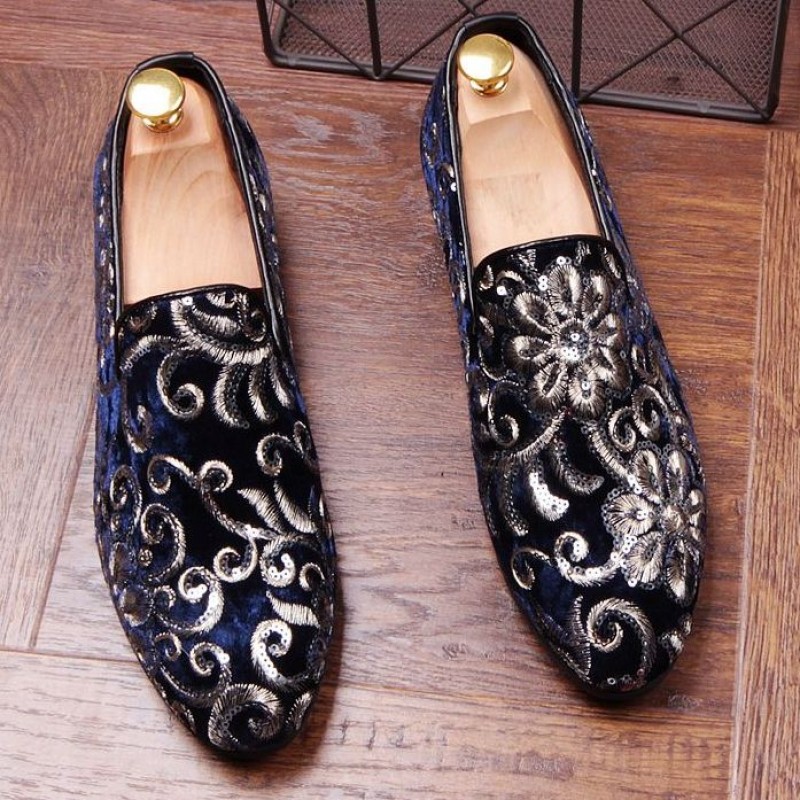 US6-12 Men Embroidery Loafers Dress Casual Slip On Flats Wingtip Shoes New Ths01