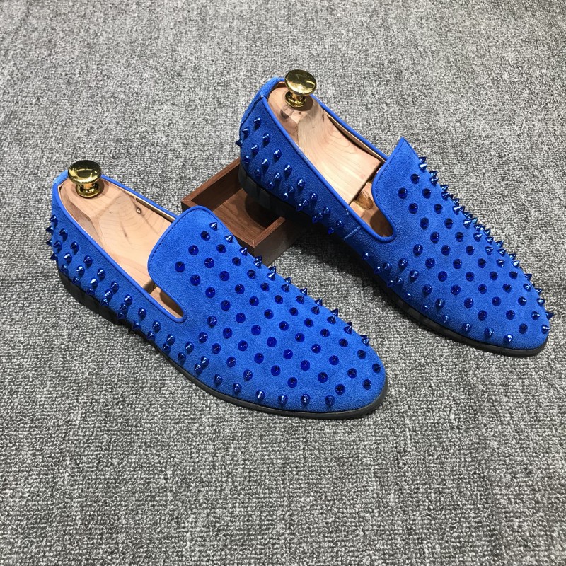 blue dress shoes with spikes