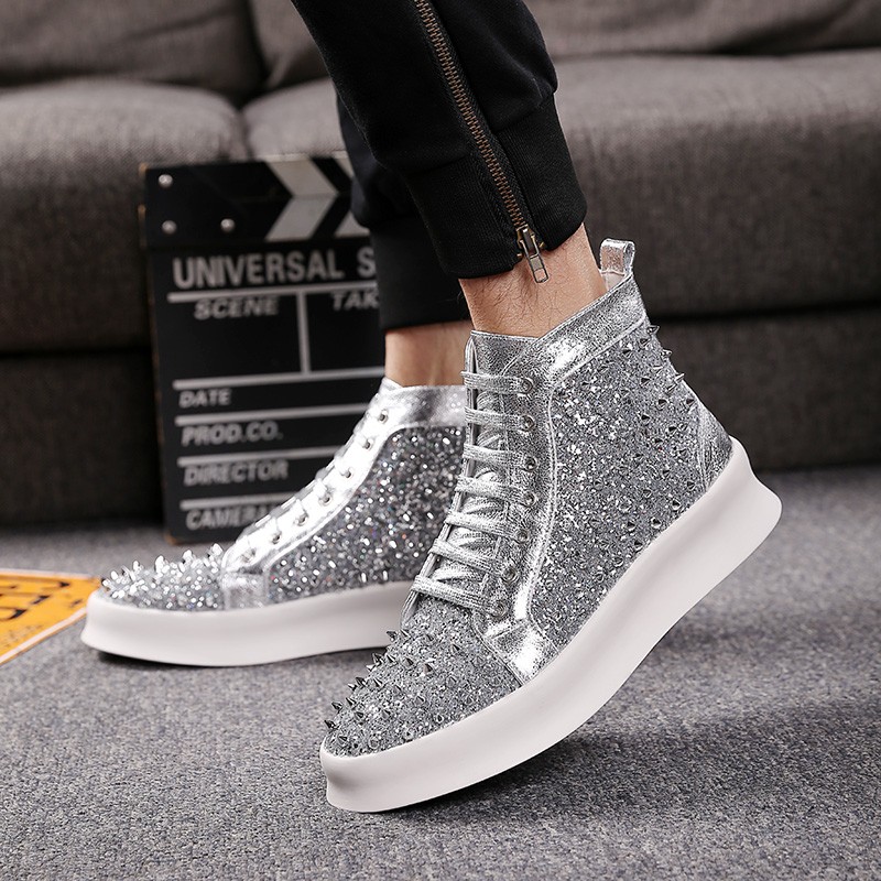 silver glitter gym shoes