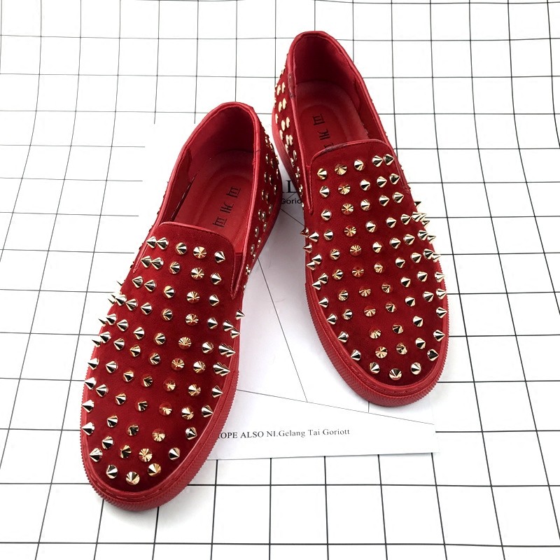 Men Red spikes Loafers Shoes – Nanaloafers