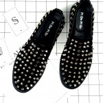 Black Suede Metal Spikes Studs Punk Rock Loafers Sneakers Mens Shoes