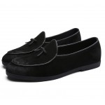 Black Suede MIni Bow Mens Oxfords Flats Loafers Dappermen Dapper Men Dress Shoes