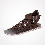 Brown Strappy Cross Straps High Top Mens Gladiator Roman Sandals