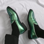 Green Metallic Monk Strap Mens Dappermen Loafers Dress Prom Shoes