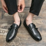 Black Tassels Bow Baroque Vintage Mens Loafers Flats Shoes