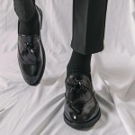 Black Baroque Tassels Mens Dappermen Loafers Dress Prom Shoes