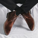 Brown Velvet Pointed Head Lace Up Mens Oxfords Ankle Business Shoes Boots