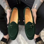Green Suede Side Buckle Monk Strap Prom Party Mens Loafers Dress Shoes