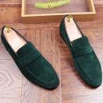 Green Suede Point Head Mens Flats Loafers Dapper Mens Dappermen Shoes