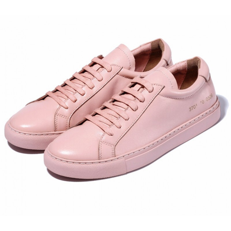 Pink Baby Lace Up Leather Mens Sneakers