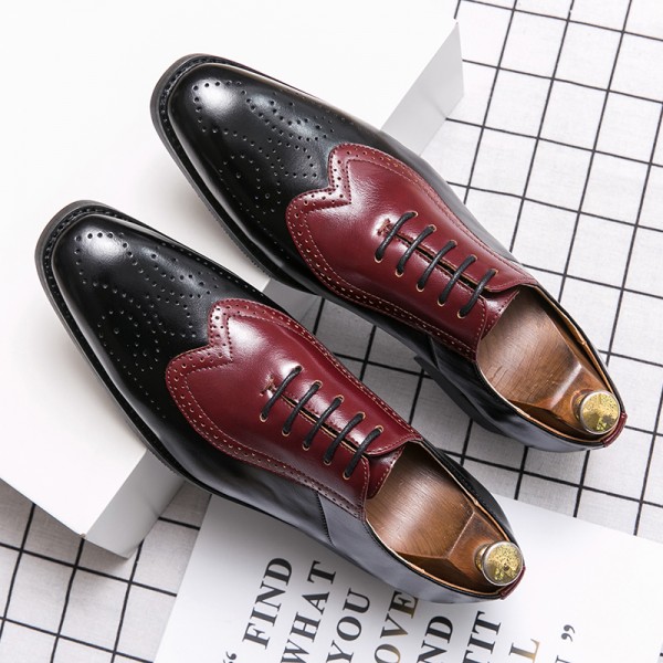Black Brown Blunt Head WingTip Baroque Lace Up Mens Prom Oxfords Shoes