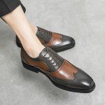 Brown Blunt Head WingTip Baroque Lace Up Mens Prom Oxfords Shoes