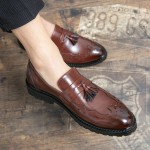 Brown Baroque Hollow Out Tassels Dappermen Mens Loafers Flats Shoes