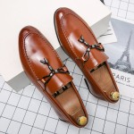 Brown Metal Tassels Dappermen Mens Loafers Flats Shoes