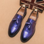 Purple Metallic Tassels Baroque Mens Prom Party Loafers Shoes
