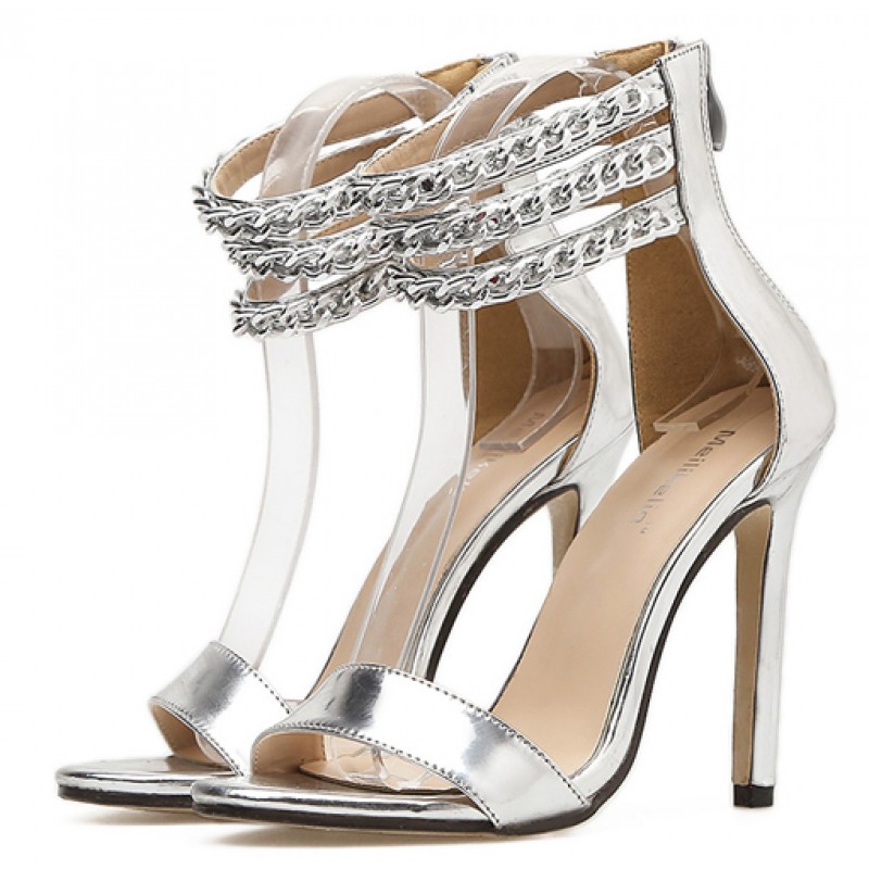 silver ankle strap shoes