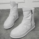 White Zippers High Top Mens Sneakers Shoes Boots