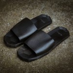 Black White Irregular Sole Slip On Platforms Mens Gladiator Roman Sandals