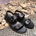 Black Square Metal Studs Irregular Sole Sling Back Mens Gladiator Roman Sandals Shoes