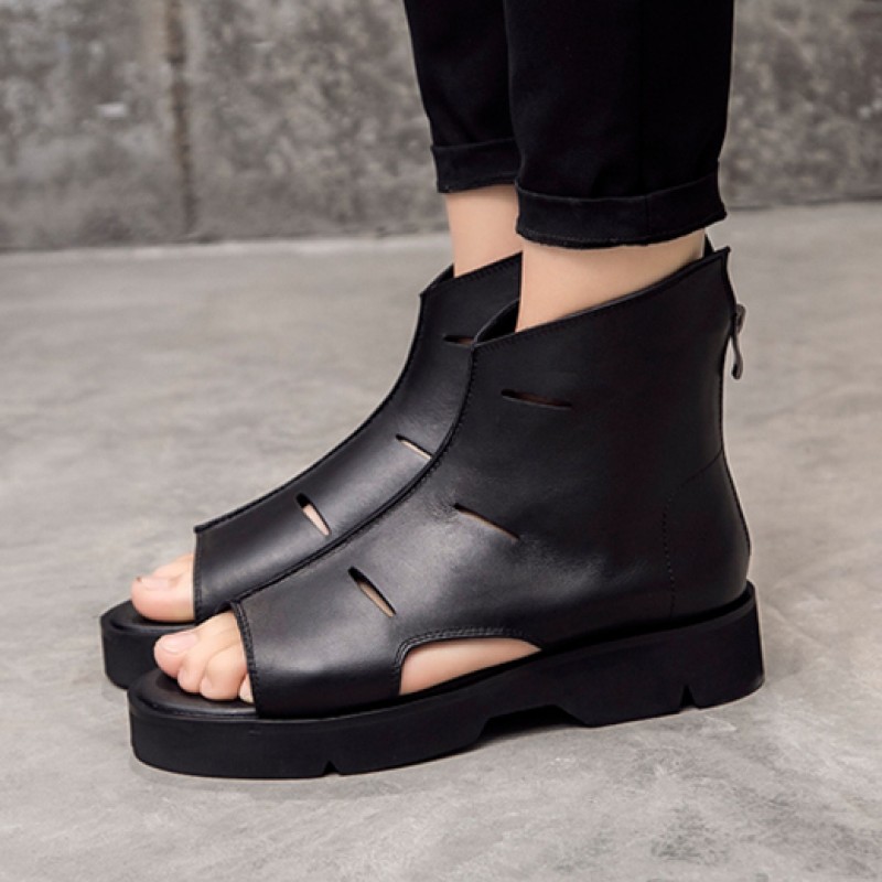 black high platform sandals