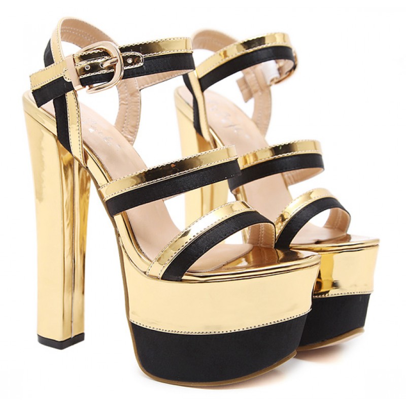 gold metallic platform heels