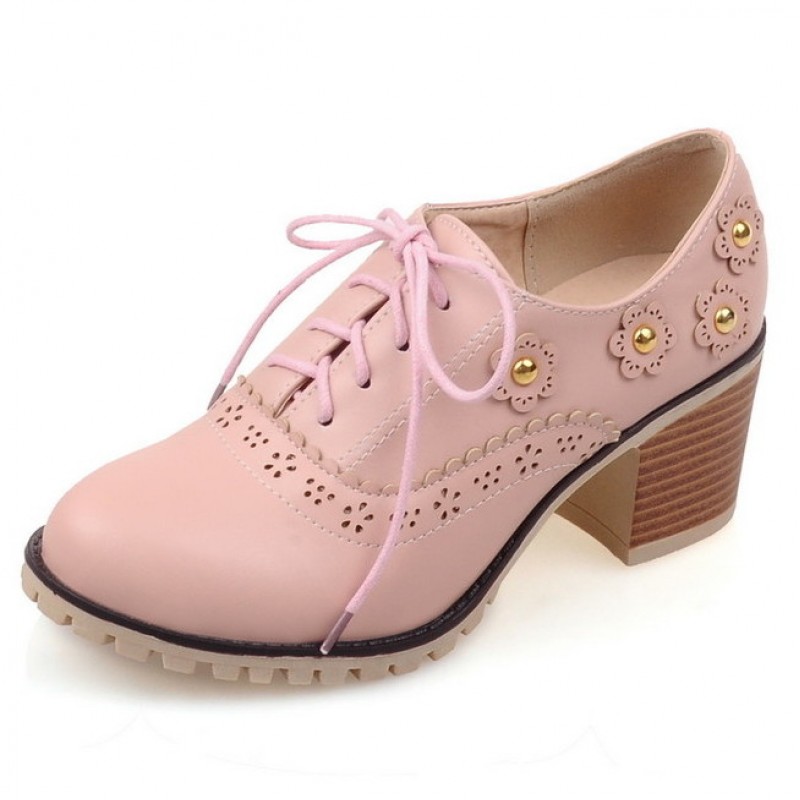 pink lace up shoes