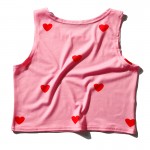 Pink Red Hearts Cropped Sleeveless T Shirt Cami Tank Top