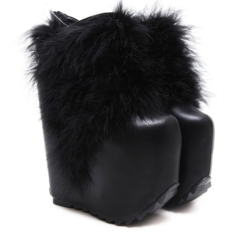 wedge ankle boots with fur