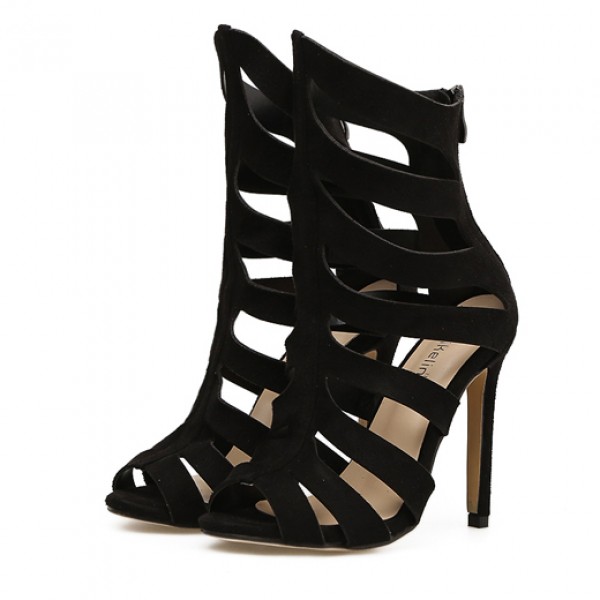 black velvet strappy heels