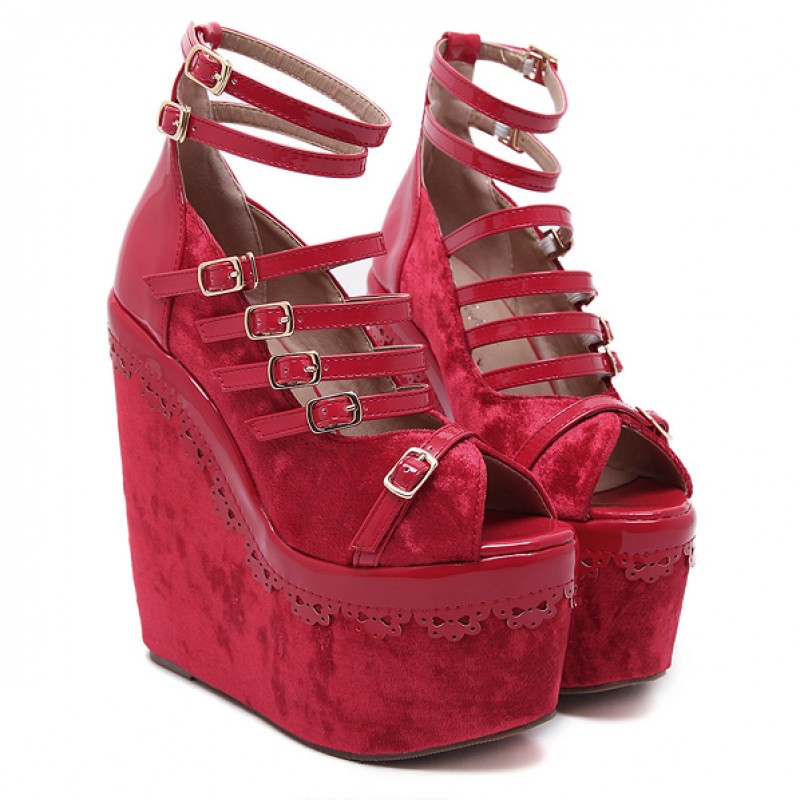.com  San Hojas Peep Toe Sandals Women Red Bottom High