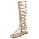 Gold Metallic Thin Strappy Straps Gladiator Boots Flats Sandals Shoes