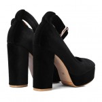 Black Velvet Chunky Platforms Sole Mary Jane Block High Heels Shoes