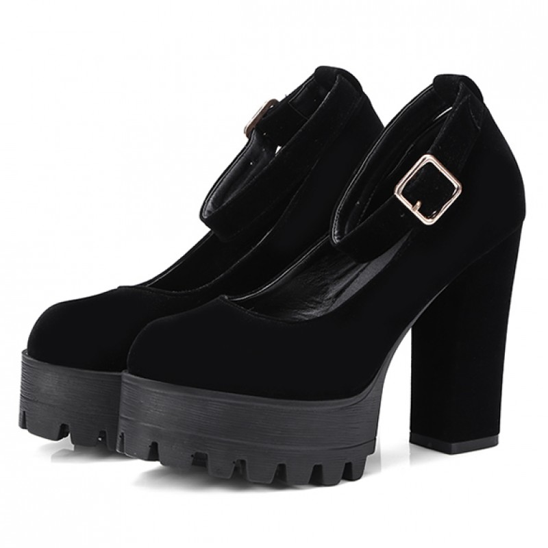 black velvet platform shoes