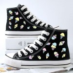 Pink Blue Pastel Color Ice-Creams High Top Lace Up Flats Sneakers Shoes