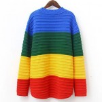 Rainbow Turtleneck Long Sleeves Sweater Sweatshirt