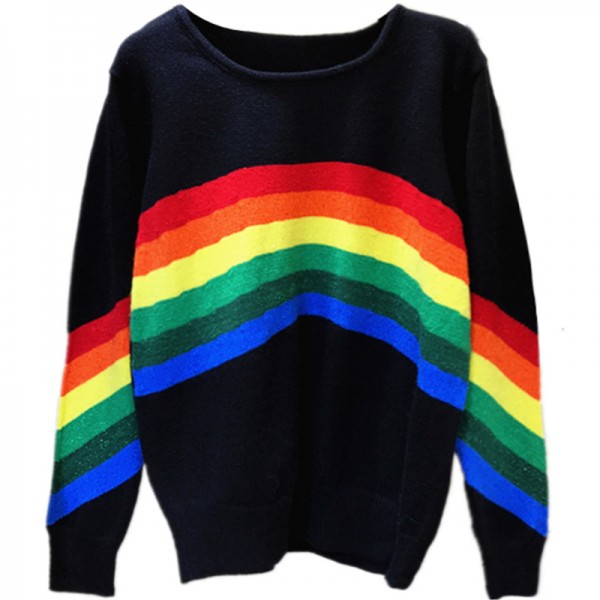Black Rainbow Long Sleeves Sweater Sweatshirt