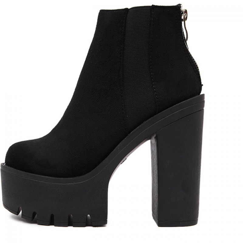 black suede chunky boots