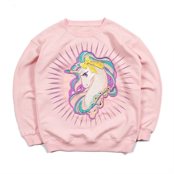 Pink Rainbow Shining Unicorn Cartoon Long Sleeves Sweatshirt